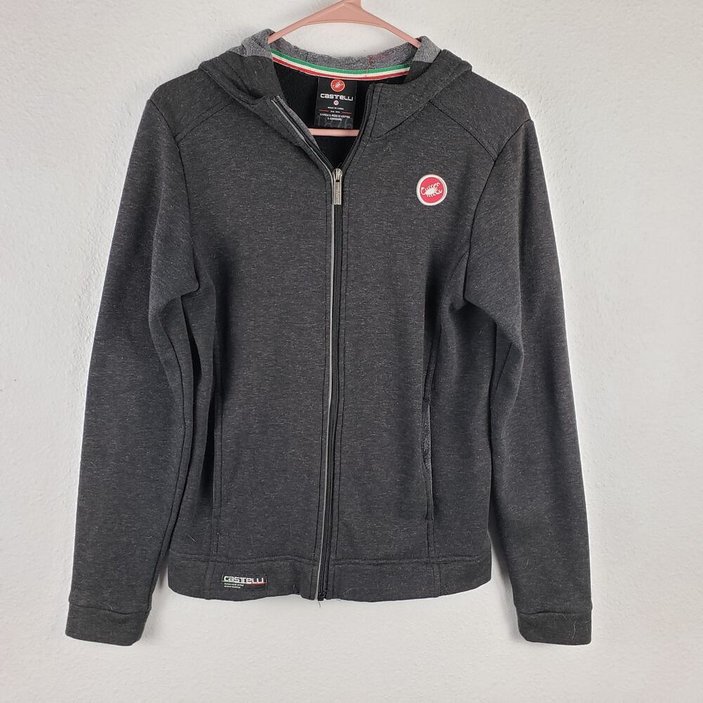 Castelli‎ Milano Women's XS Full Zip Hoodie Sweatshirt Charcoal Gray Wool Blend